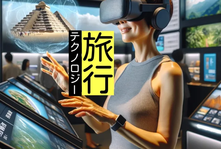 VRで旅行してる女性の画像
