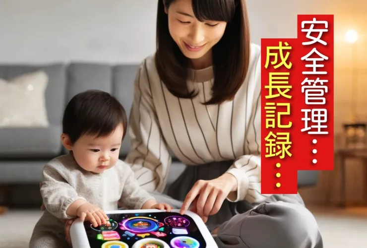 ハイテクおもちゃで遊ぶ親子の画像