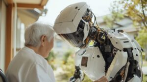 ロボットと高齢者の画像